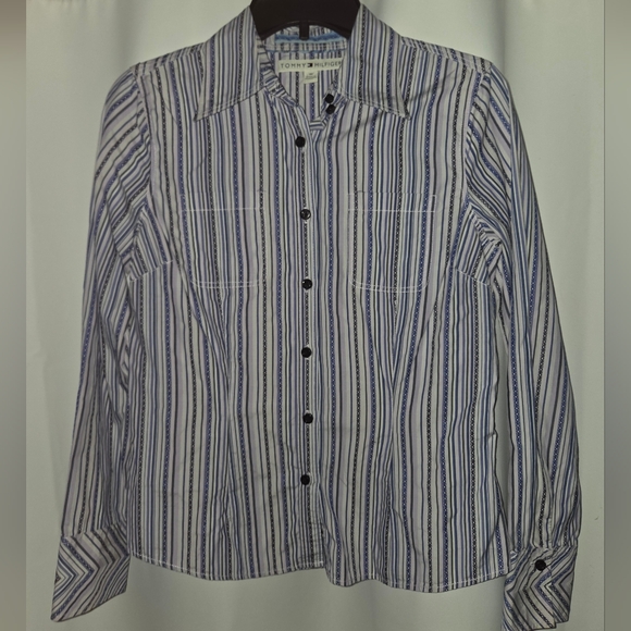 Tommy Hilfiger Tops - Tommy Hilfiger Blue Western Striped Button Down Y2K